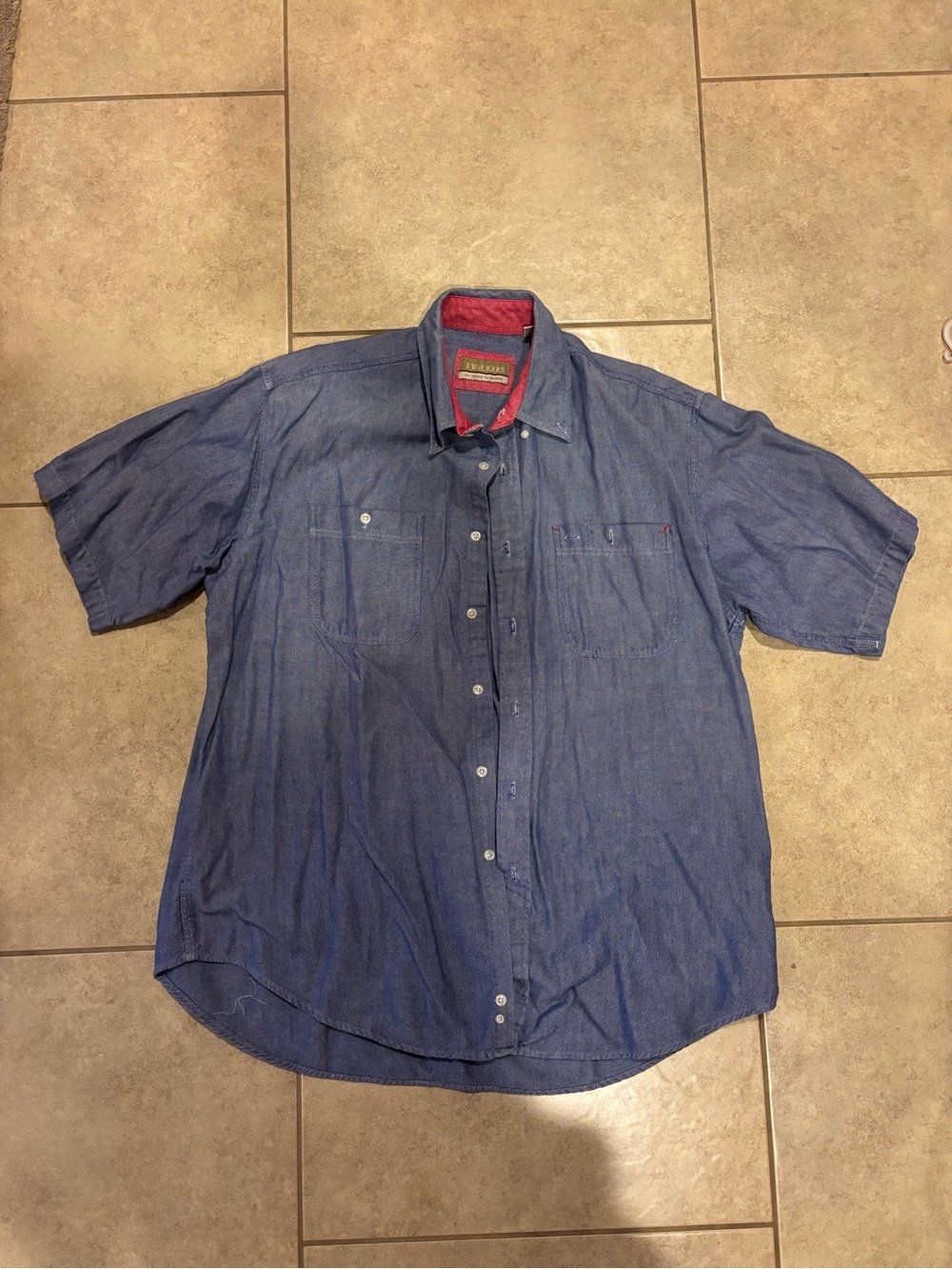 Twickers by Kenneth Gordon  Casual Short-Sleeve Chambray Button-Down Shirt men